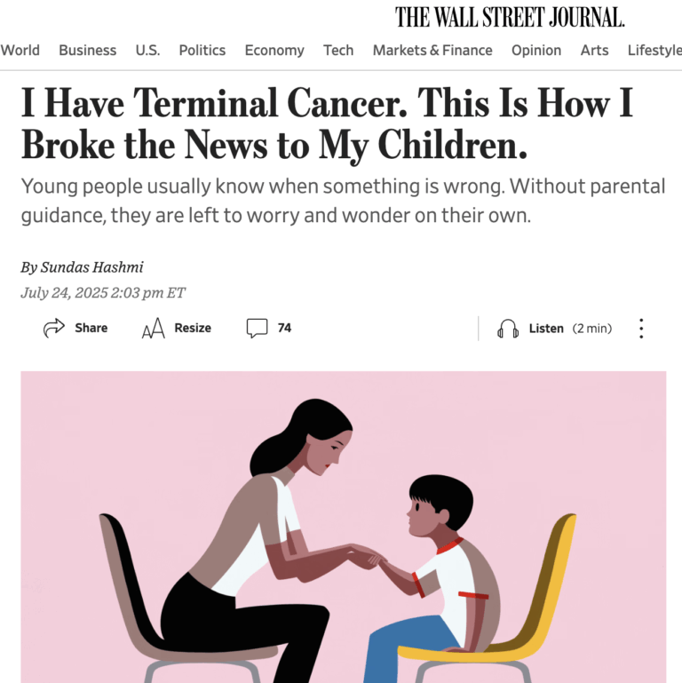 Screenshot 2025-07-25 at 7.48.52 PM WSJ article on talking to kids about cancer
