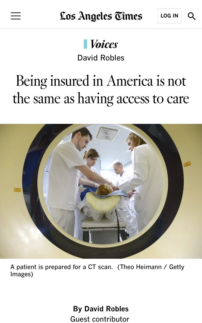 LA Times op-ed: Being insured in America is not the same as having access to care OurBrainBank for Glioblastoma