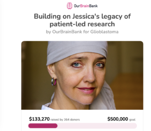 OurBrainBank for Glioblastoma personal fundraising page Jessica Morris